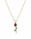 Dainty Ruby Tulip Necklace