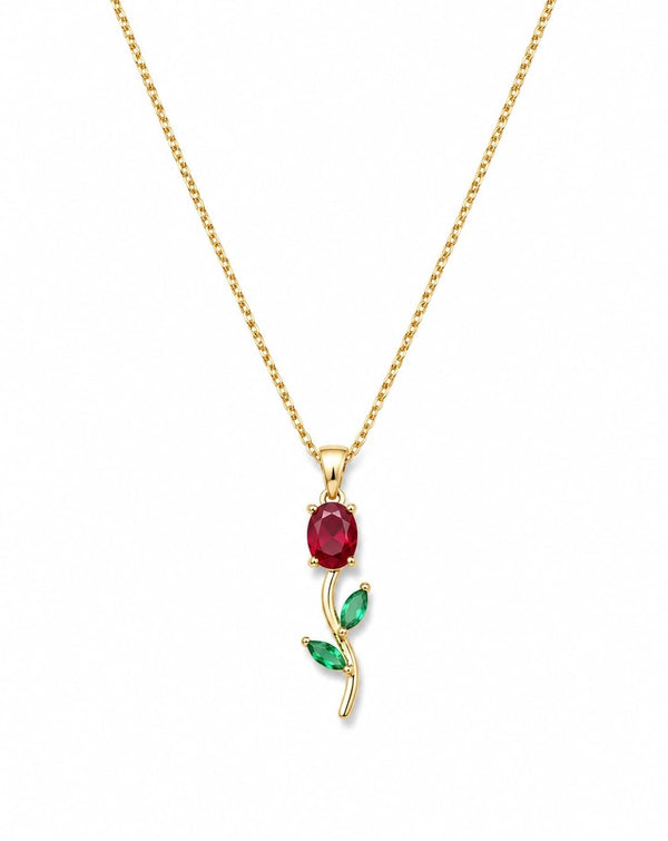 Dainty Ruby Tulip Necklace