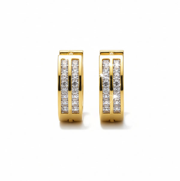 Studded Double Line Earrings