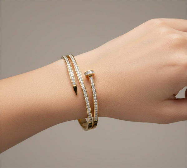 Double Row Pave Gold Bracelet