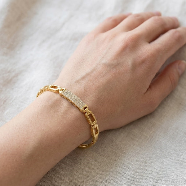 Gold-toned Diamond Link Bracelet