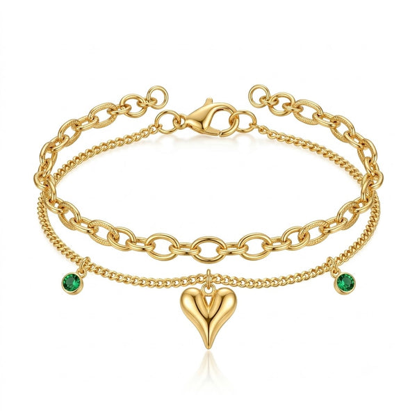 Dual Layer Heart Link Bracelet