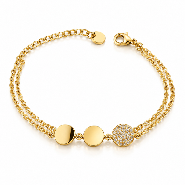 Minimal Studded Gold Coin Bracelet