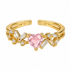 Lavi Heart Cross Studded Ring