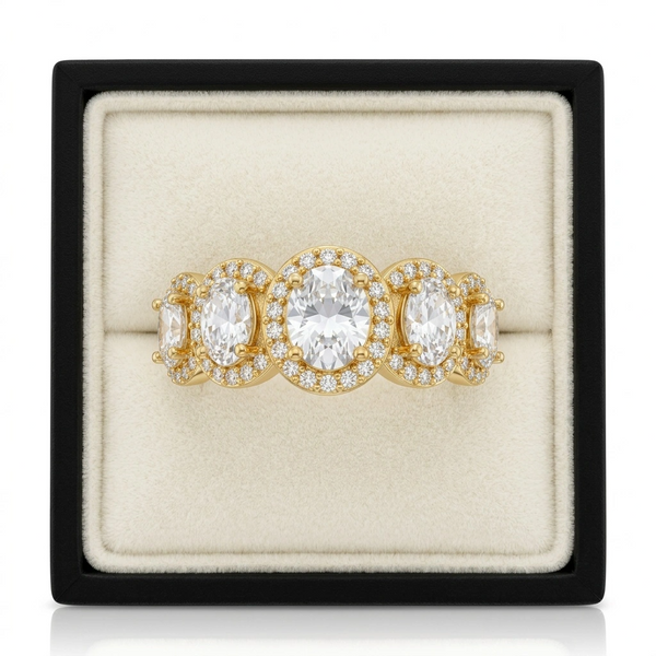 Oval Crystal Link Ring