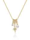 Studded Star Pearl Charm Necklace