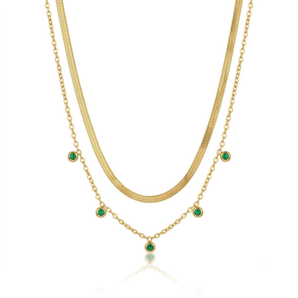 Double Layer Green Chime Necklace