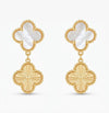 White Gold Clover Earrings
