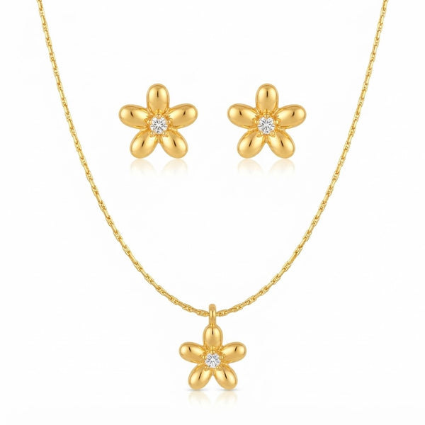 Flower Necklace with Earrings