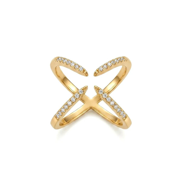 Studded Cross Adjustable Ring