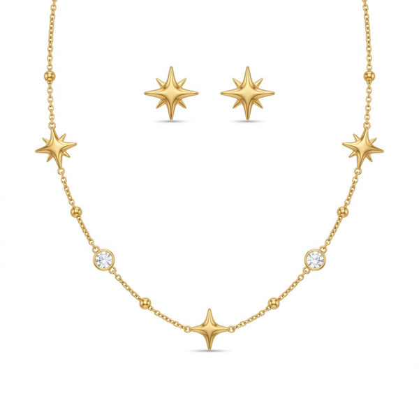 Crystal Star Necklace with Earrings