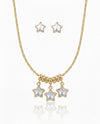 Crystal Star Charm Necklace with Earrings