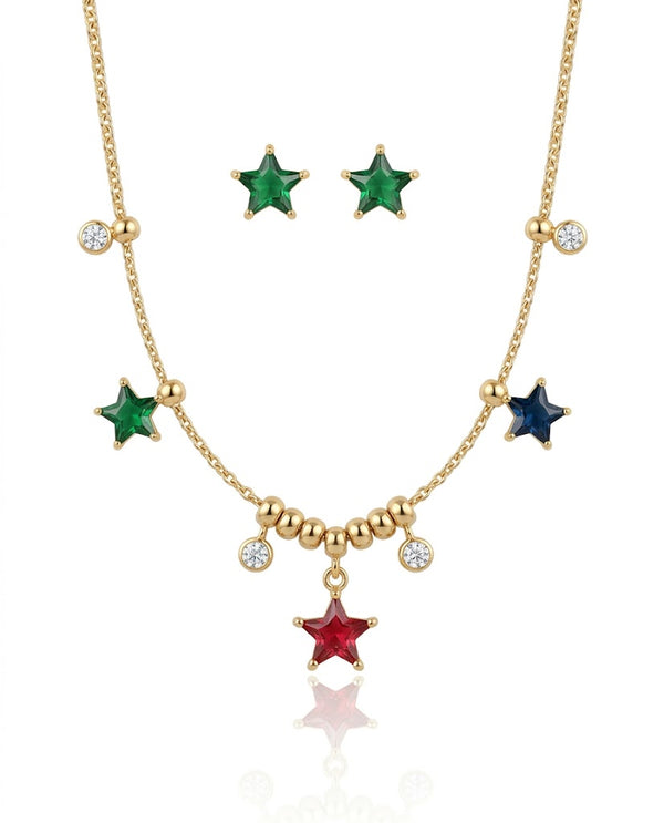 Crystal Star Necklace with Earrings