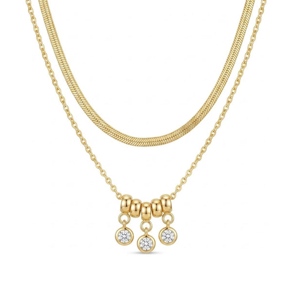 Dual Layer Crystal Charm Necklace