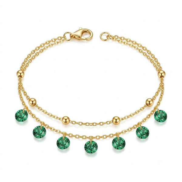 Dual Layer Emerald Tassel Bracelet