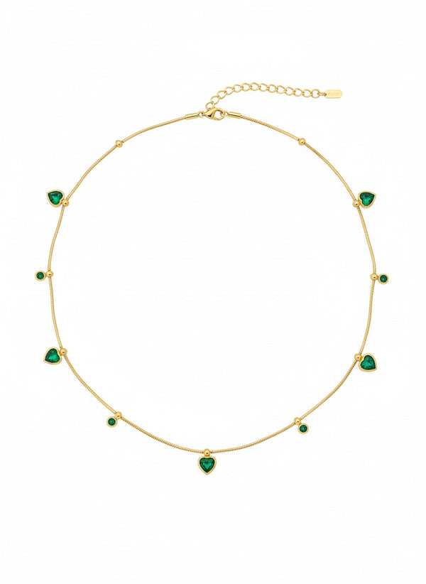 Dangle Motif Emerald Necklace