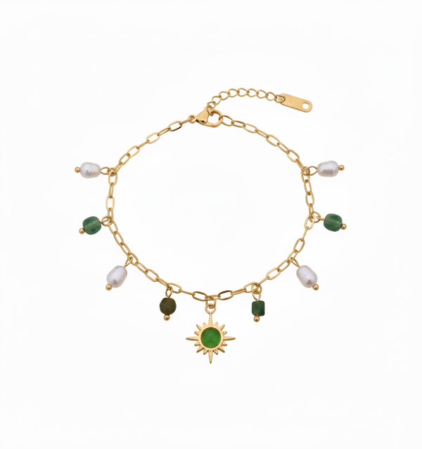 Emerald Sun Charm Look Bracelet