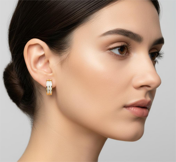 Studded Double Line Earrings