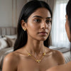 Bow Crown Heart Charm Necklace with Earrings