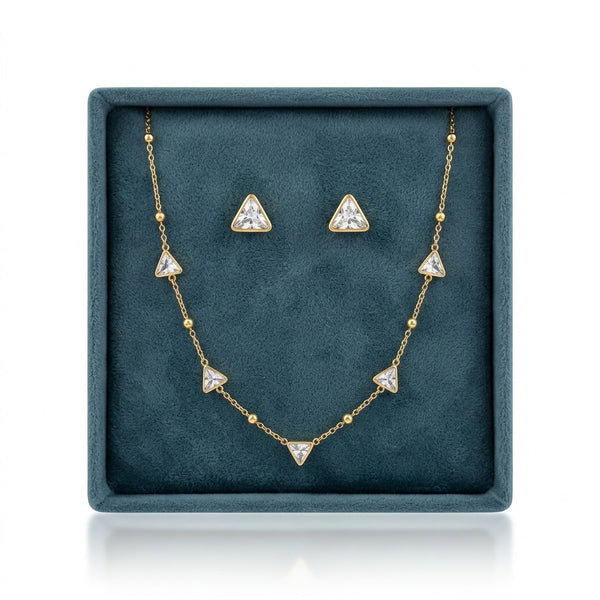 Tri Charm Necklace with Earrings