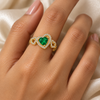 Emerald Halo Heart Link Ring