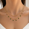 Dual Layer Emerald Charm Necklace