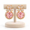 Pink Ball Crystal Flower Earrings