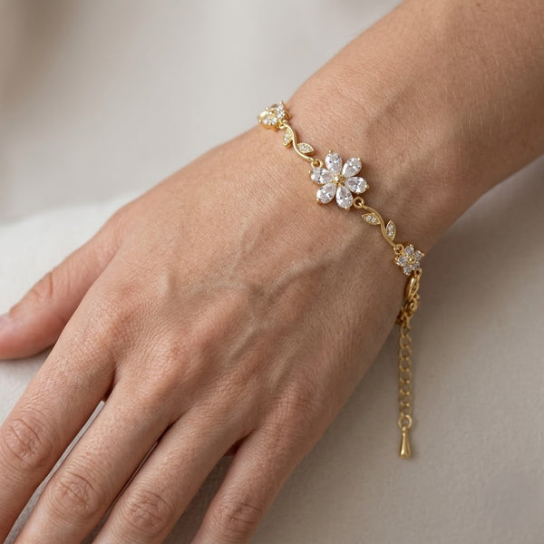 Crystal Flower Studded Bracelet