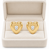 Solitaire Gold Heart Earrings