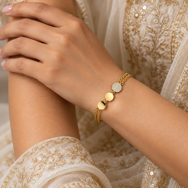 Minimal Studded Gold Coin Bracelet
