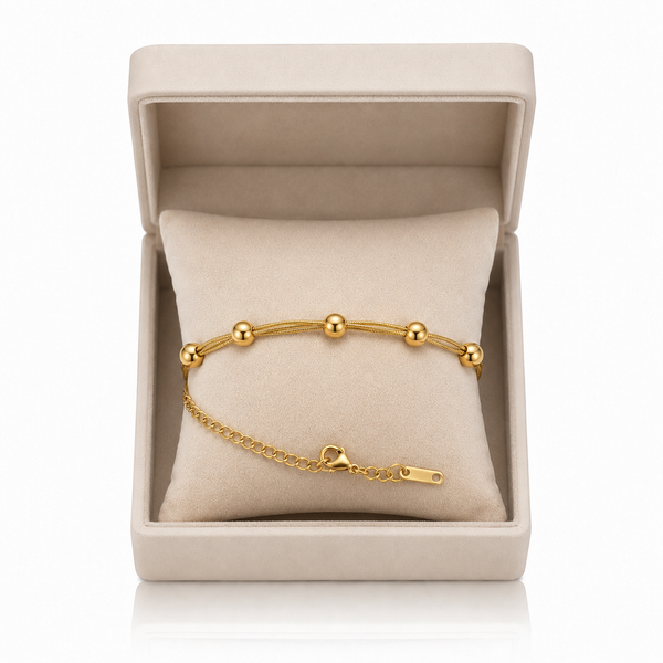 Statement Multilayer Gold Ball Bracelet