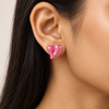 Pink Glazed Heart Earrings
