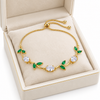 Crystal Emerald Leaf Adjustable Bracelet