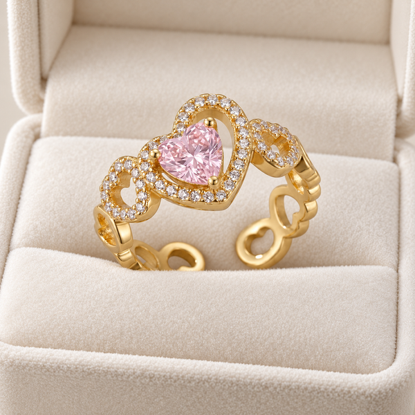 Pink Halo Heart Ring