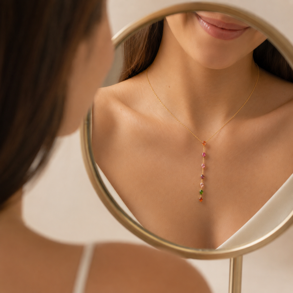 Multicolour Teardrop Y Necklace