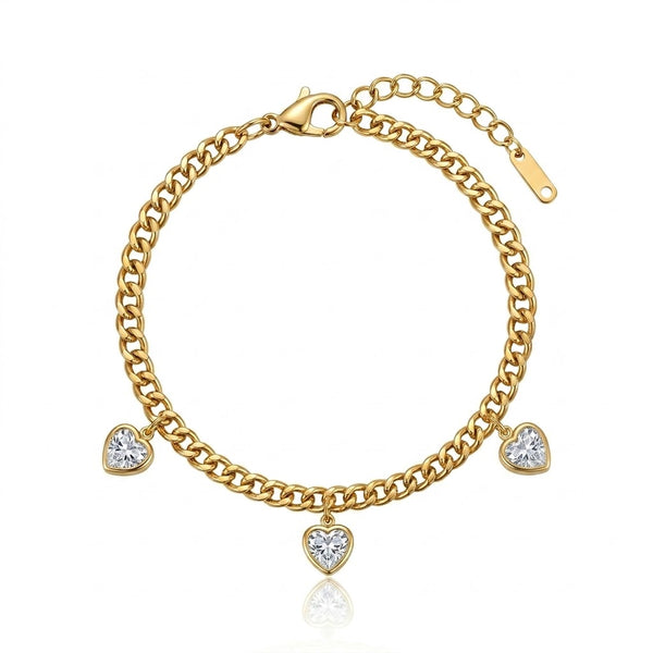 Heart Charm Gold Chain Bracelet