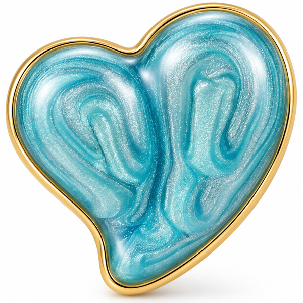 Blue Glazed Heart Earrings