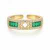 Diamond Crown Emerald Line Ring