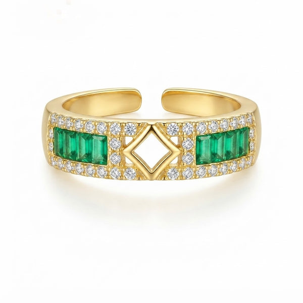 Diamond Crown Emerald Line Ring