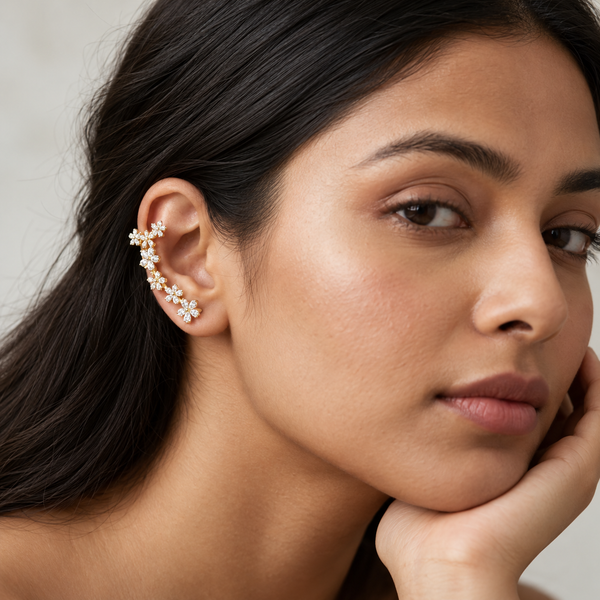 Crystal Flower Aura Ear Cuff
