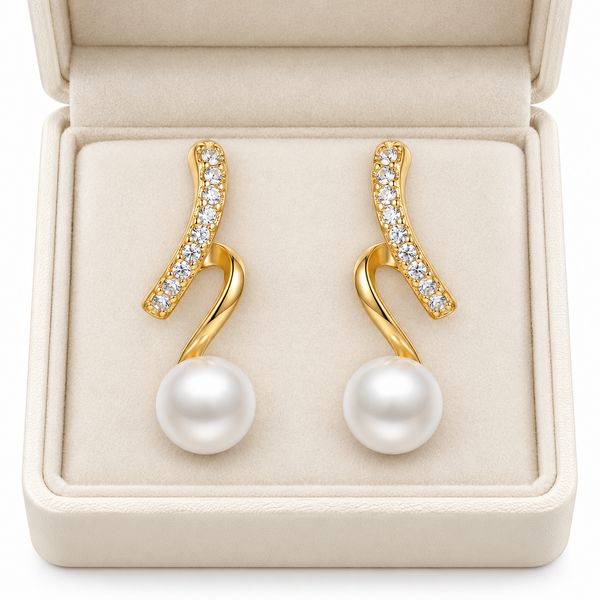 Studded Spiral Pearl Earrings