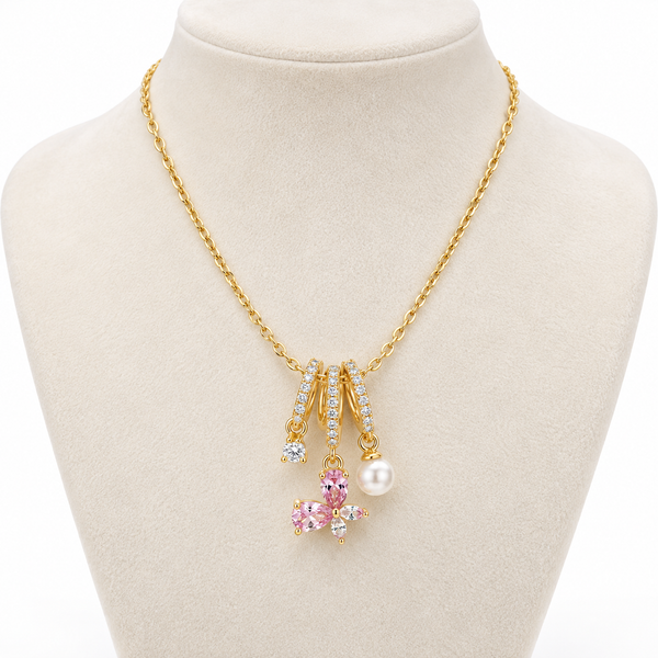 Pink Buttery Charm Necklace