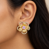 Gold Flower Lavi Crystal Earring