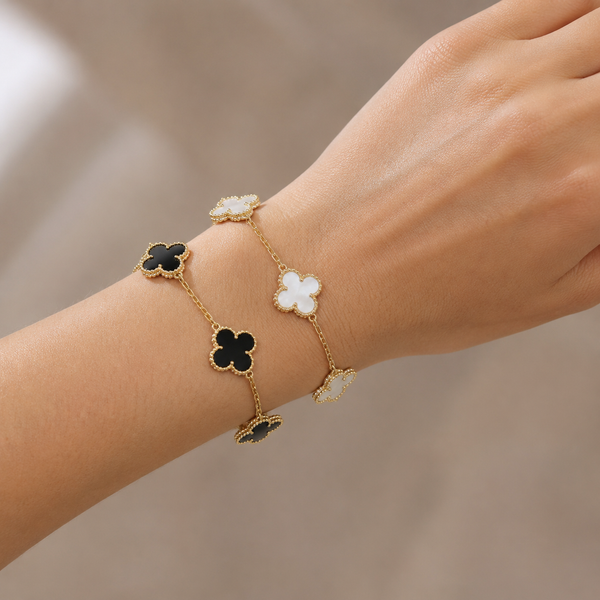 B&W Side Clover Bracelet