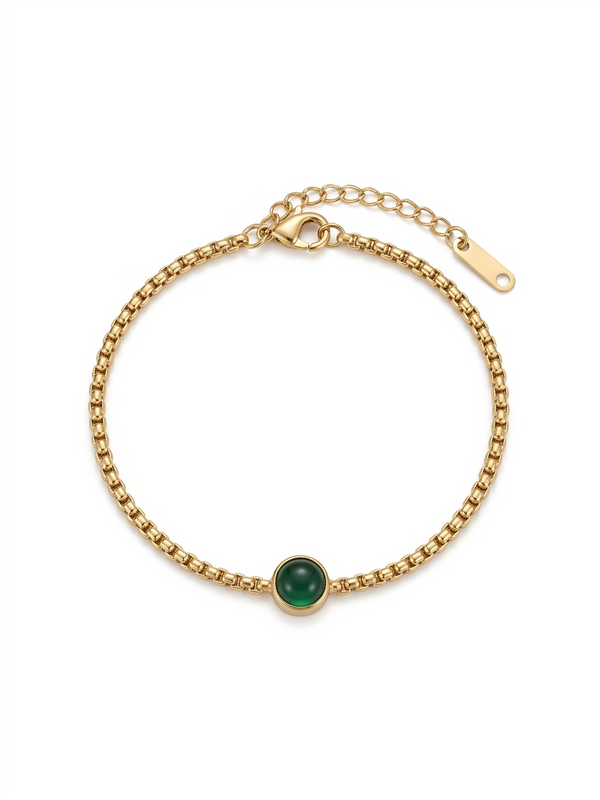 Dainty Emerald Stone Bracelet