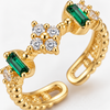 Zircon Flower Emerald Ring