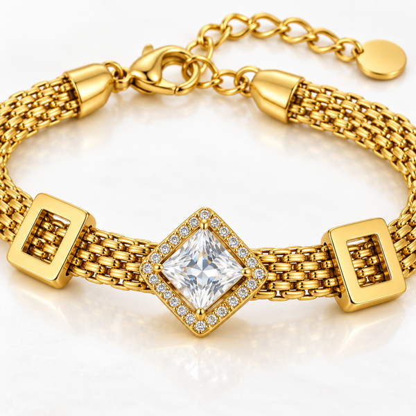 Rectangular Crystal Mesh Bracelet