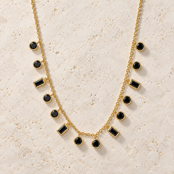 Black Rectangle Chime Necklace