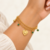 Gold Ray Heart Dual Layer Bracelet