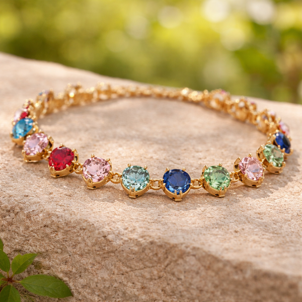 Multicolour Heart Glass Bracelet